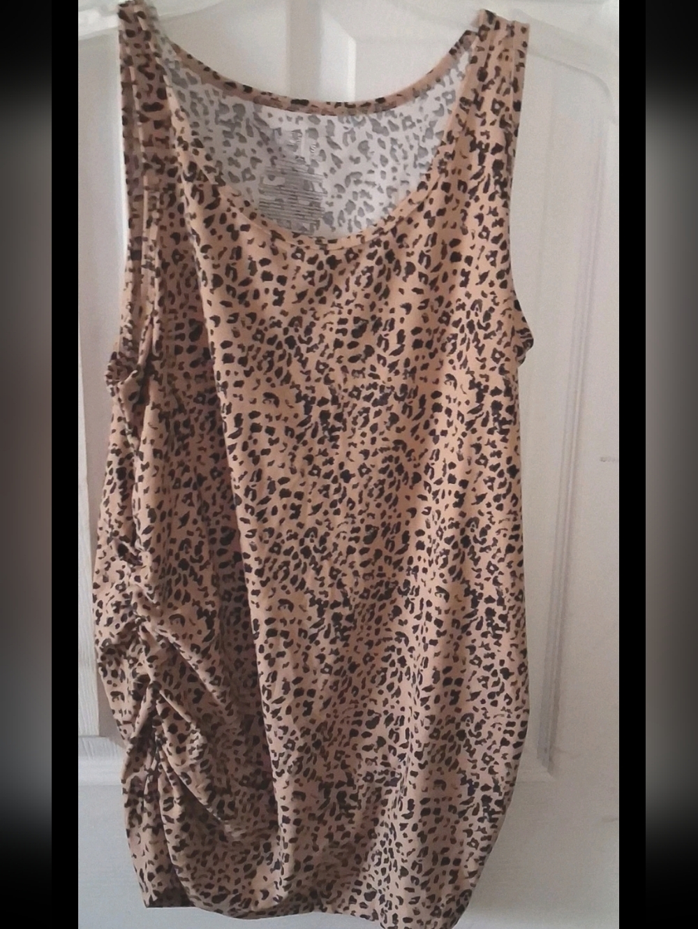 Time and Tru - Leopard Print Sleeveless Maternity Small (4-6) Ruched Tank Top